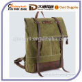 Vintage Washed Khaki Canvas Backpack With Leather Adjustable Shoulder Straps